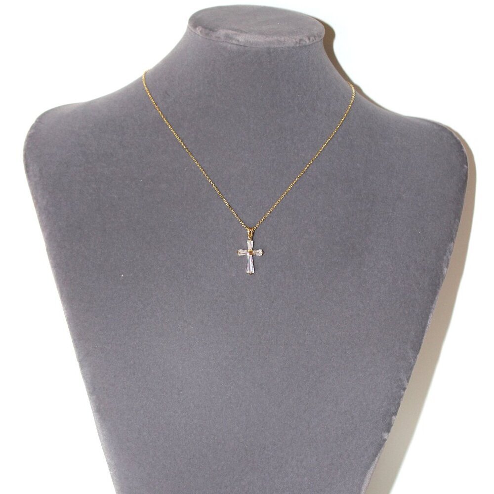 Classic Gold Cz Cross Necklace